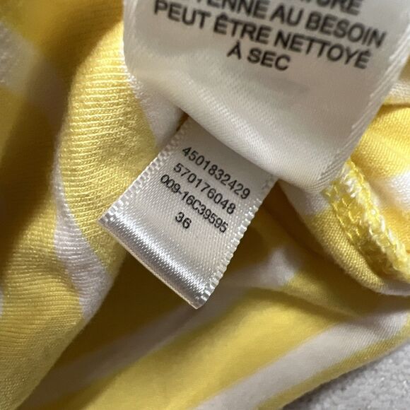 Chico's Blouse Top Women Size 1 US Medium Yellow Striped Crisscross Front V-Neck - Picture 8 of 9